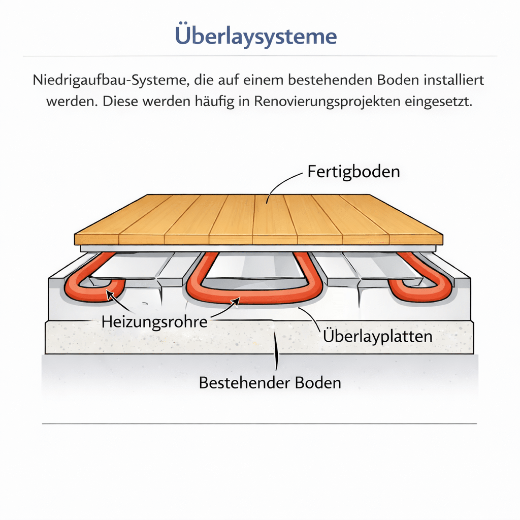 Dünnschicht Fußbodenheizung System Bodenaufbau für Renovierung
